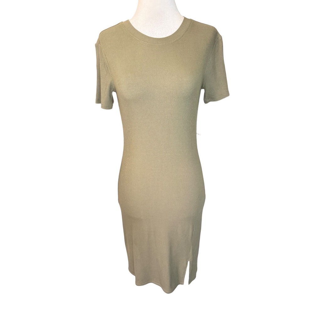 BP‎ Nordstrom Olive Sarma Ribbed Short Sleeve Bodycon Midi Dress XS BP453652MI